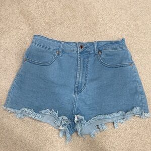 Denim Frayed Hem Women Shorts